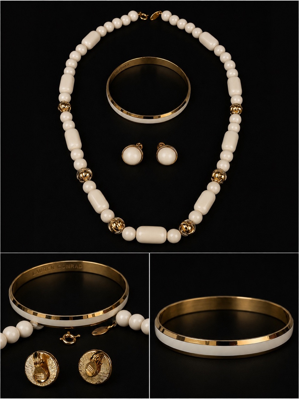 Coventry White Bead & Gold Accent Jewelry Set